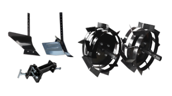 Alap Kiegészítő Csomag Motokapa/Motokultivátorhoz (Eke, Adapter Kiegészítők Csatlakoztatásához, Állítható Bakhátkészítő, Fém Kerekek 4.00 Agyakkal).